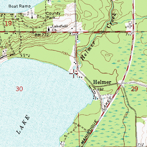Topographic Map of Helmer Creek, MI