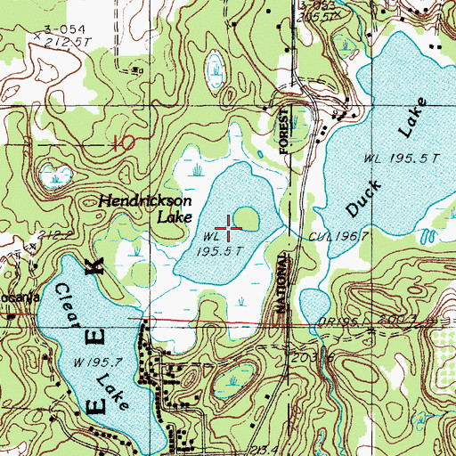 Topographic Map of Hendrickson Lake, MI
