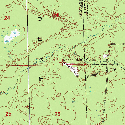 Topographic Map of Hendrie River Camp, MI
