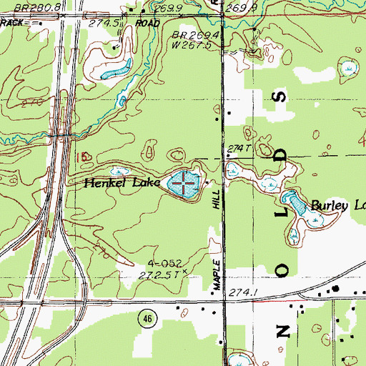 Topographic Map of Henkel Lake, MI