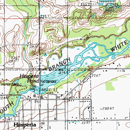 Topographic Map of Hesperia Pond, MI