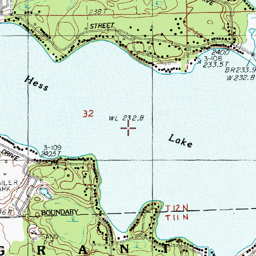 Topographic Map of Hess Lake, MI