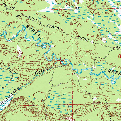 Topographic Map of Hiawatha Creek, MI