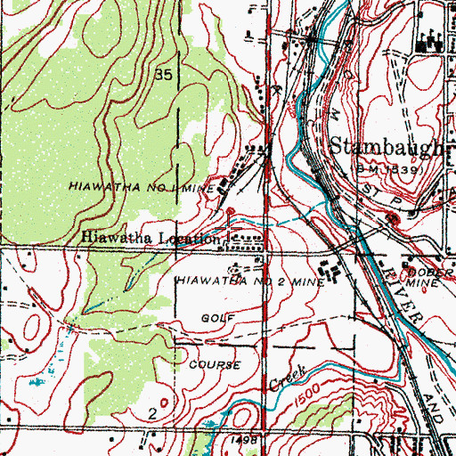 Topographic Map of Hiawatha Location, MI