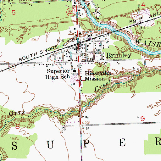 Topographic Map of Hiawatha Mission, MI