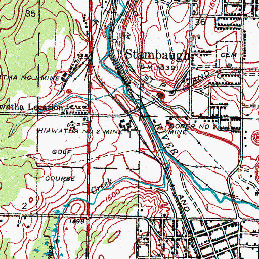 Topographic Map of Hiawatha Number Two Mine, MI