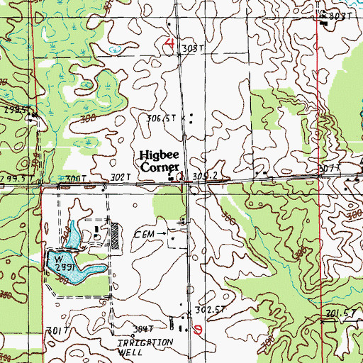 Topographic Map of Higbee Corner, MI