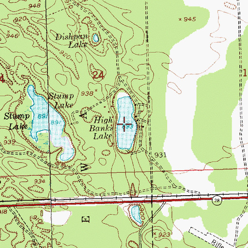 Topographic Map of High Banks Lake, MI