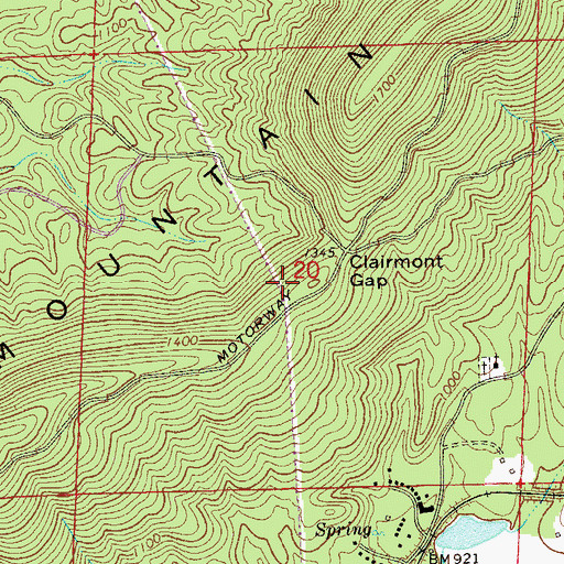 Topographic Map of Ironston Gap, AL