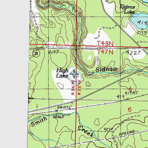 Topographic Map of High Lake, MI