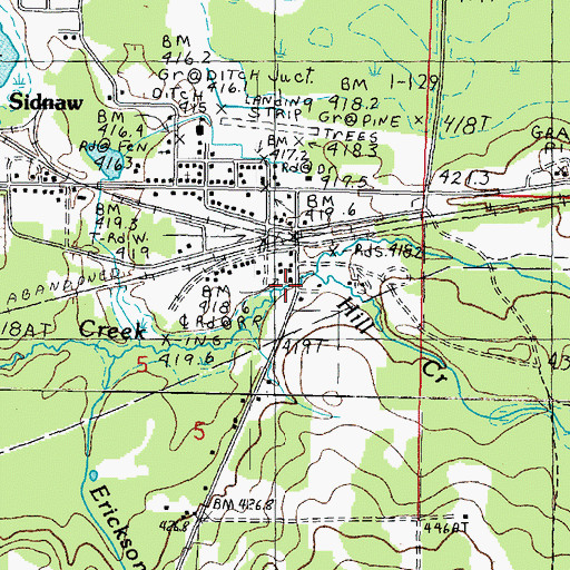 Topographic Map of Hill Creek, MI