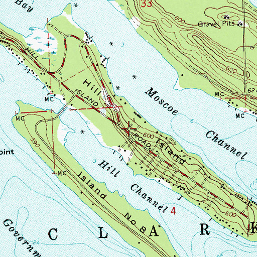 Topographic Map of Hill Island, MI