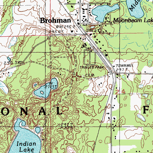 Topographic Map of Hillers Cemetery, MI