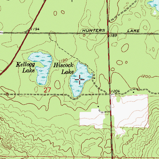 Topographic Map of Hiscock Lake, MI