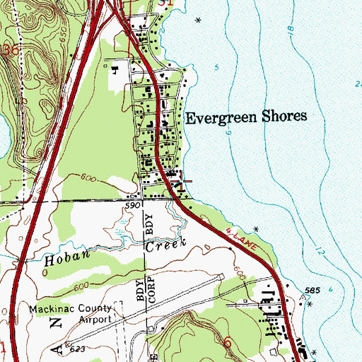 Topographic Map of Hoban Creek, MI