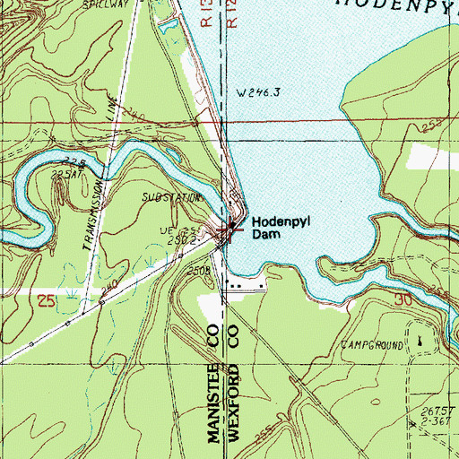 Topographic Map of Hodenpyl Dam, MI