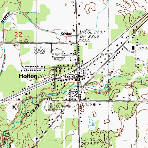 Topographic Map of Holton, MI
