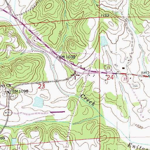 Topographic Map of Liberty School (historical), AL