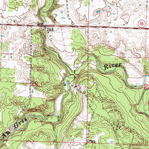 Topographic Map of Hope Creek, MI