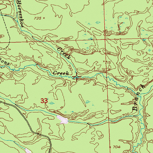 Topographic Map of Horseshoe Creek, MI