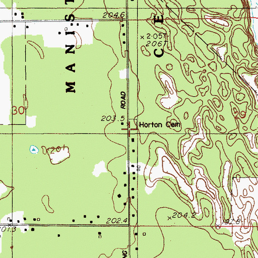 Topographic Map of Horton Cemetery, MI