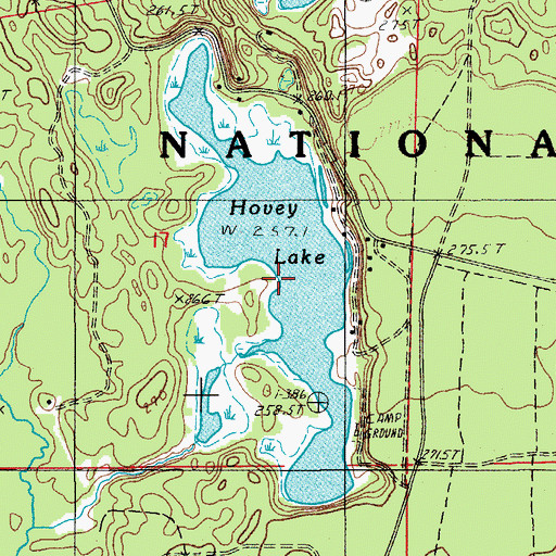 Topographic Map of Hovey Lake, MI