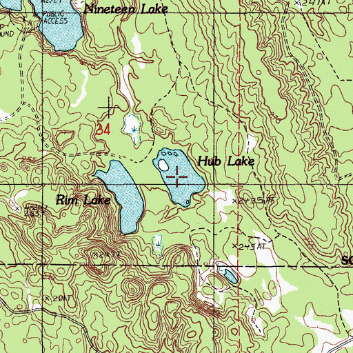Topographic Map of Hub Lake, MI