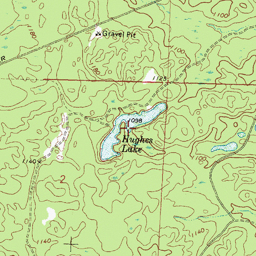 Topographic Map of Hughes Lake, MI