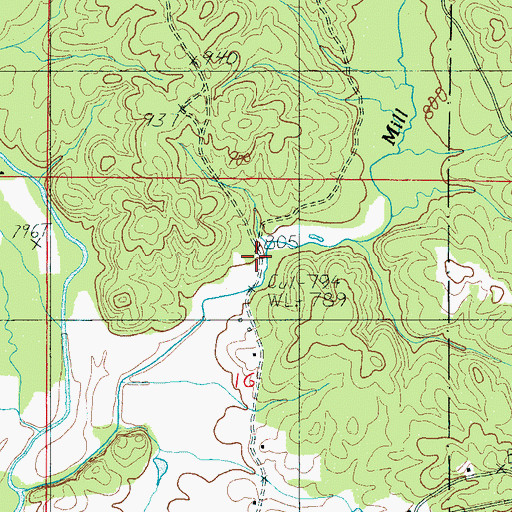Topographic Map of Littles Mill (historical), AL