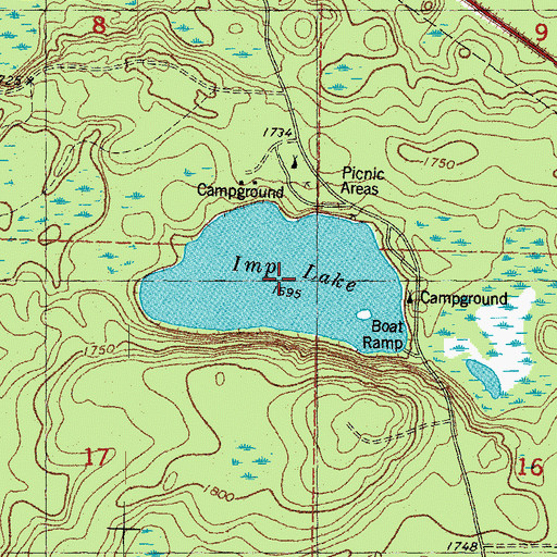 Topographic Map of Imp Lake, MI