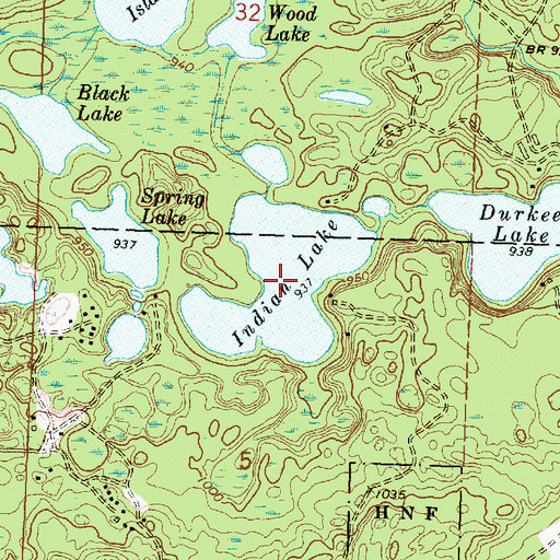 Topographic Map of Indian Lake, MI