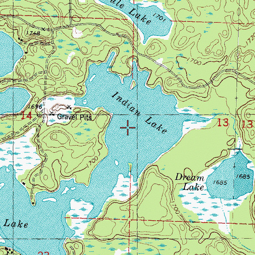 Topographic Map of Indian Lake, MI