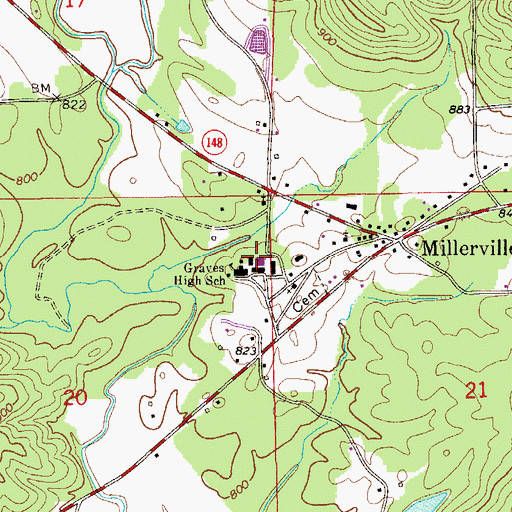 Topographic Map of Millerville Elementary School, AL