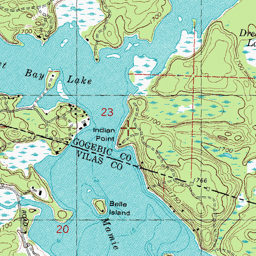 Topographic Map of Indian Point, MI