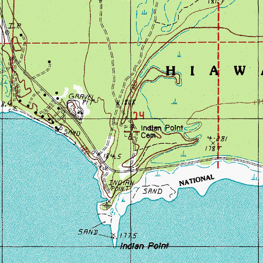 Topographic Map of Indian Point Cemetery, MI