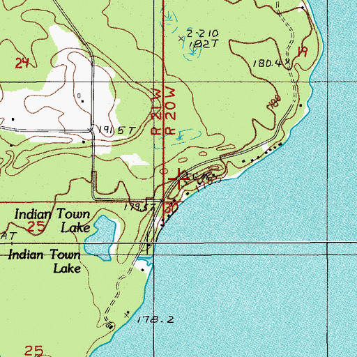 Topographic Map of Indian Town Cemetery, MI