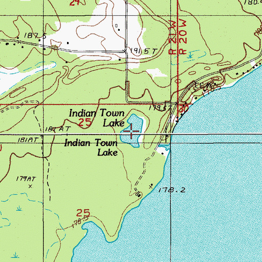 Topographic Map of Indian Town Lake, MI