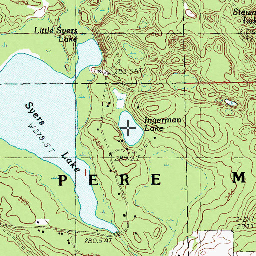 Topographic Map of Ingerman Lake, MI