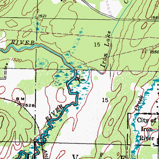 Topographic Map of Iron Lake Creek, MI
