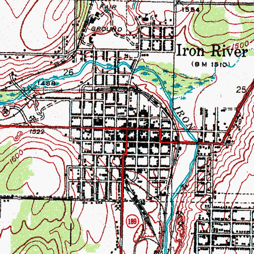 Topographic Map of Iron River, MI