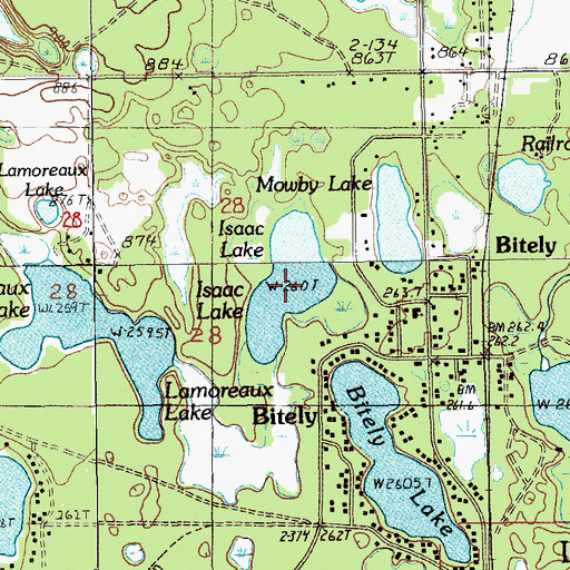 Topographic Map of Isaac Lake, MI
