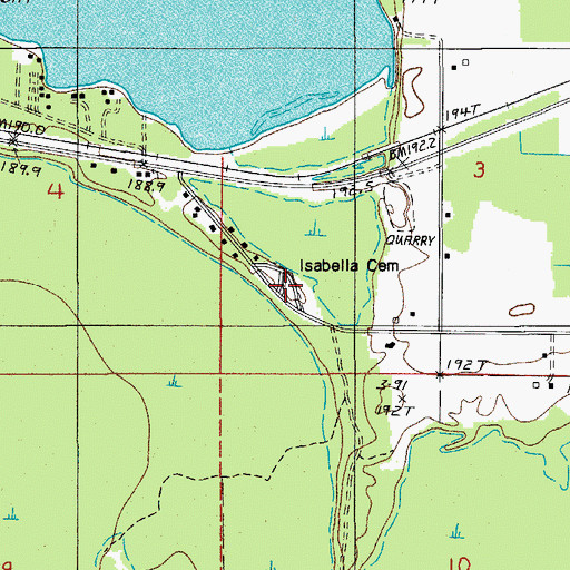 Topographic Map of Isabella Cemetery, MI
