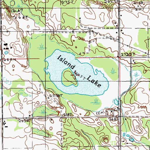 Topographic Map of Island Lake, MI