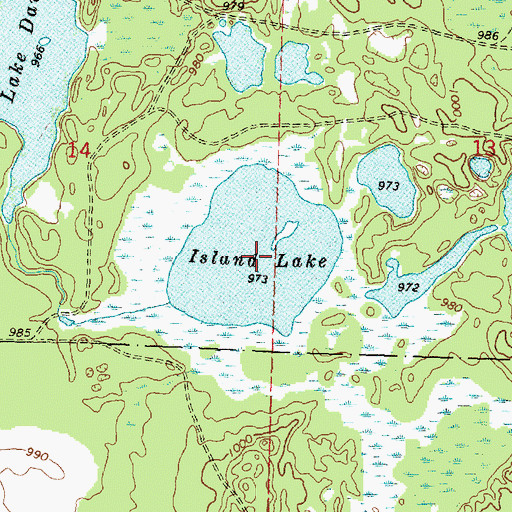 Topographic Map of Island Lake, MI