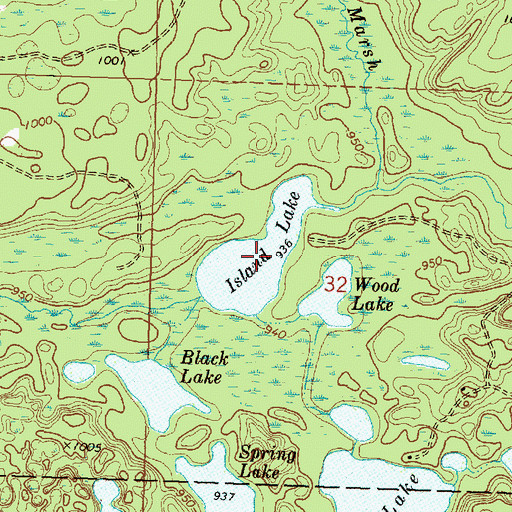 Topographic Map of Island Lake, MI