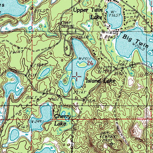 Topographic Map of Island Lake, MI