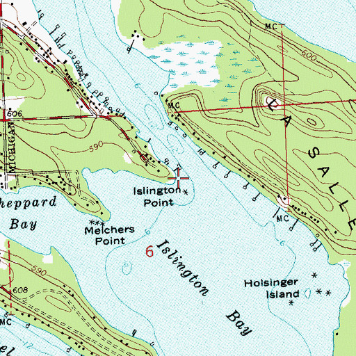 Topographic Map of Islington Point, MI