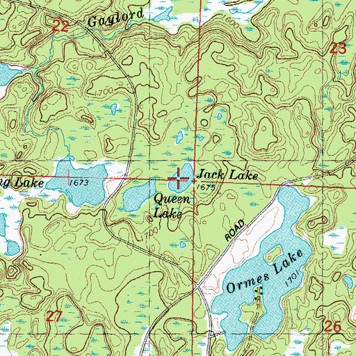 Topographic Map of Jack Lake, MI