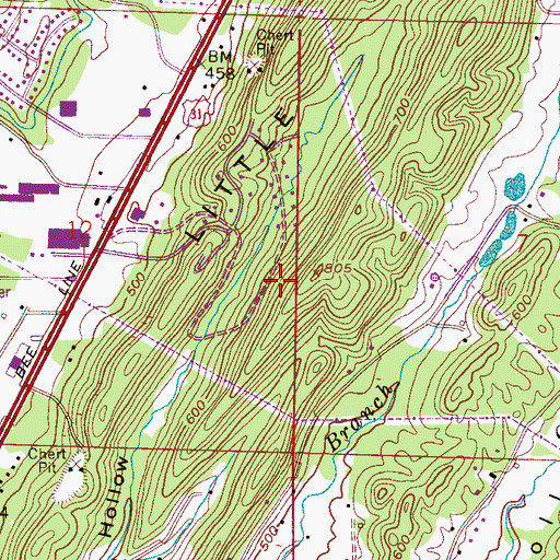 Topographic Map of Olive Branch School (historical), AL