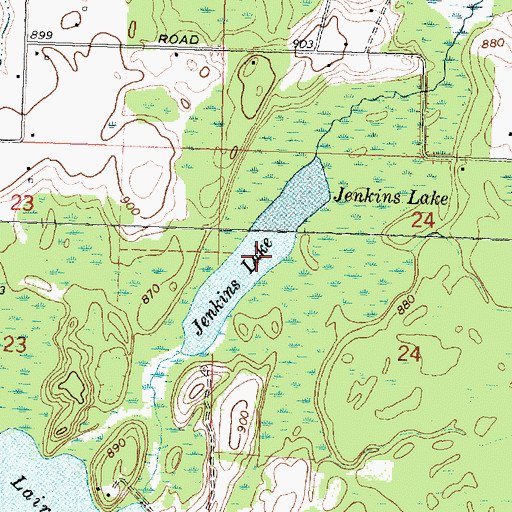 Topographic Map of Jenkins Lake, MI